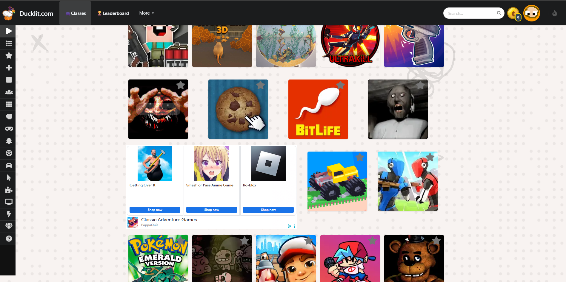 Horizontal rectangle ad in games list